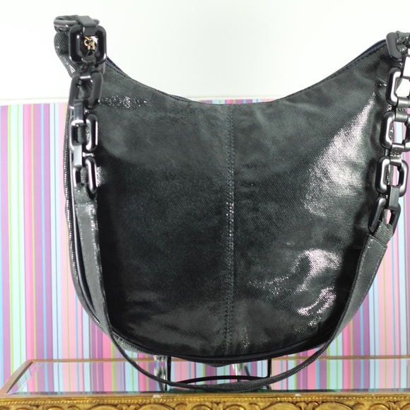 Vintage Leather Purse Dark Navy Lucite and Leather Strap - Picture 7 of 16